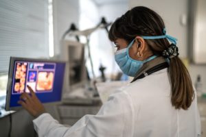 Gastroenterologist examines images of Barrett’s esophagus